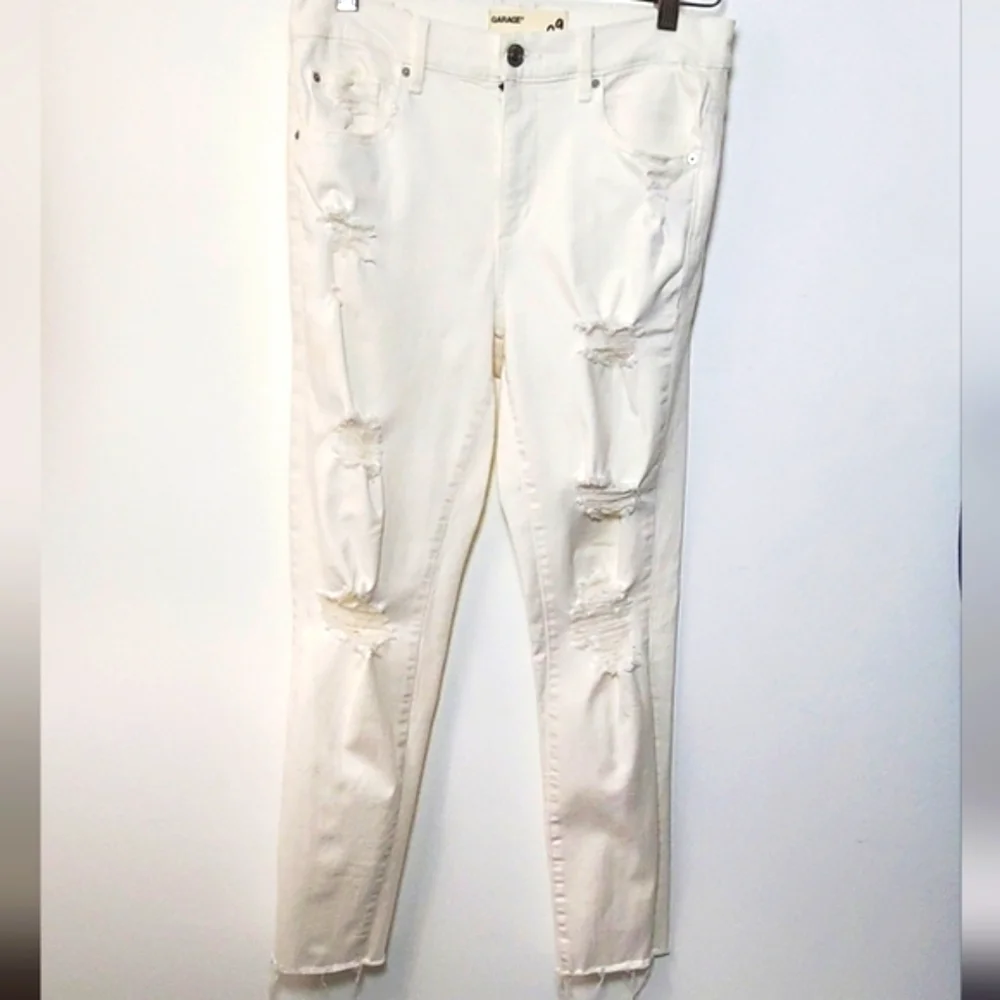 Garage White Distressed Skinny Jeans